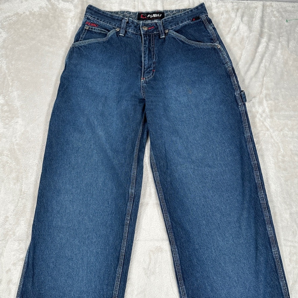 FUBU Jeans Vtg Jeans Womens 9/10 Wide Carpenter Blue Denim Baggy 90s Streetwear
